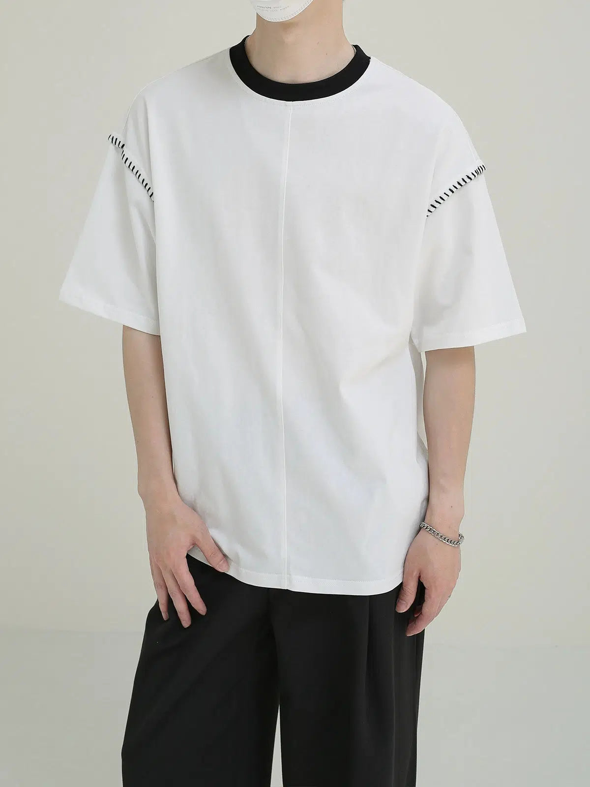 Contrast Color Crew Neck T-shirt