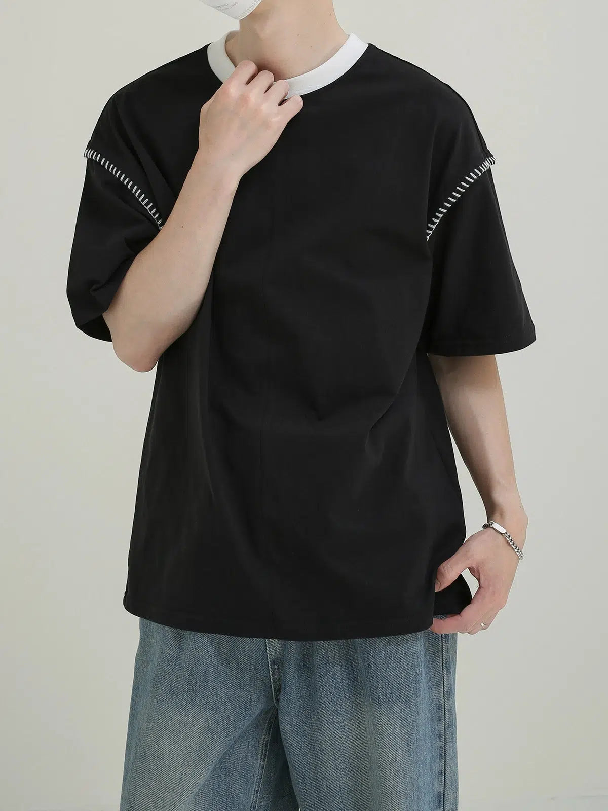 Contrast Color Crew Neck T-shirt