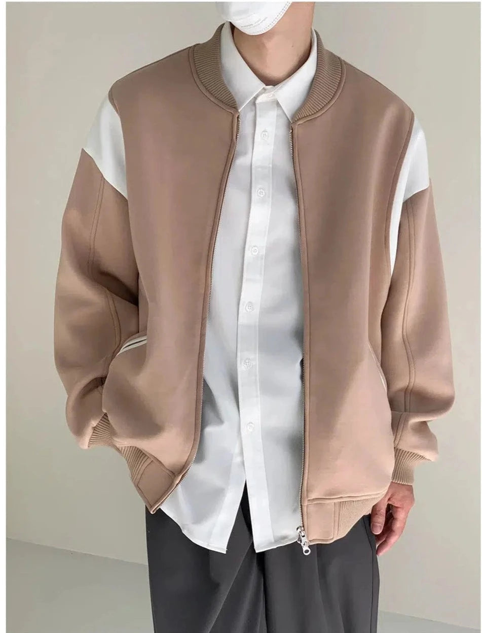 Contrast Color Design Baseball Jacket