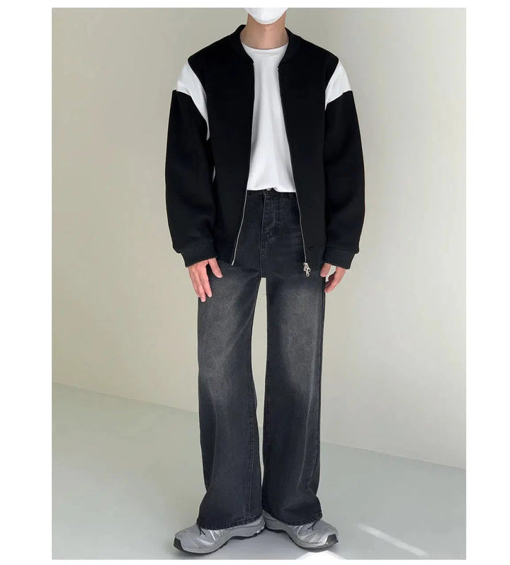 Contrast Color Design Baseball Jacket