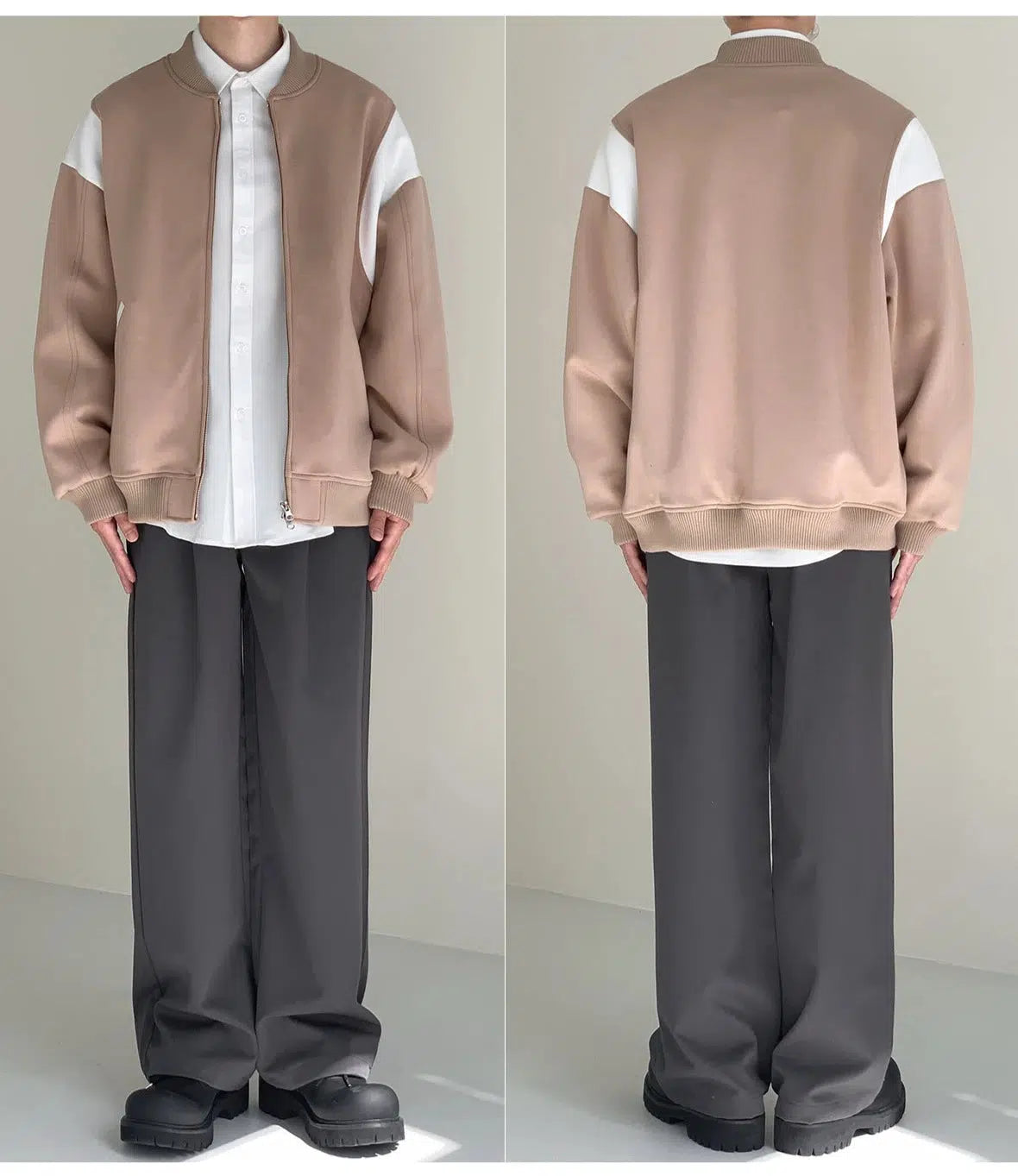 Contrast Color Design Baseball Jacket