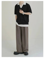 Contrast Color Knitted Polo Shirt