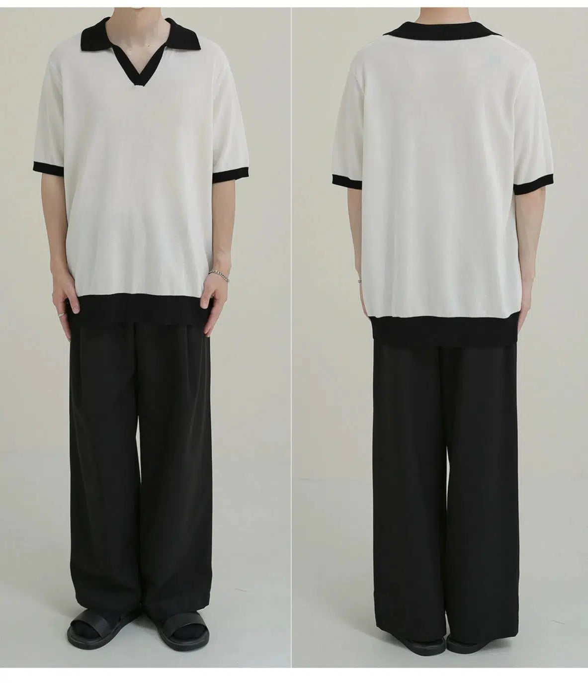 Contrast Color Knitted Polo Shirt