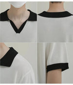 Contrast Color Knitted Polo Shirt