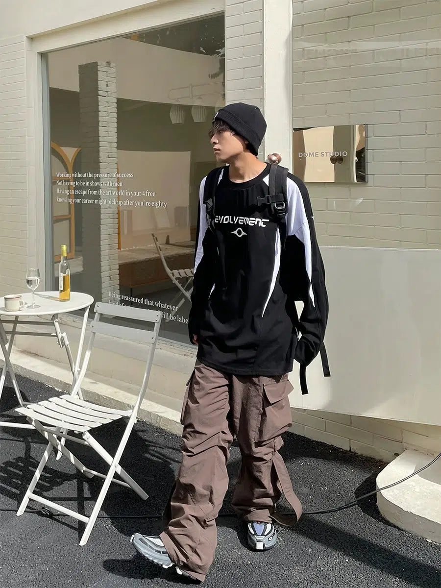 Contrast Color Long Sleeve T-shirt