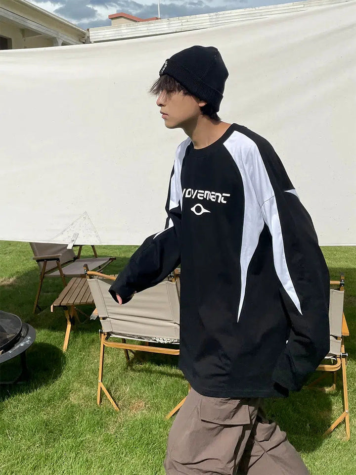 Contrast Color Long Sleeve T-shirt