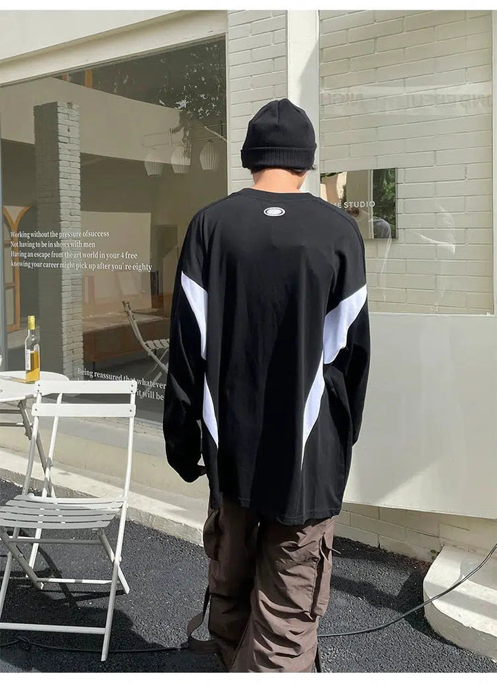 Contrast Color Long Sleeve T-shirt