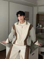 Contrast Color Mesh Two-piece Set