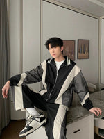 Contrast Color Mesh Two-piece Set