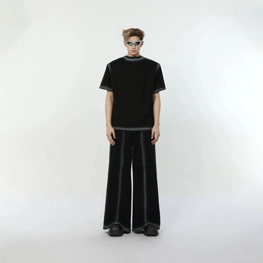 Contrast Color Shoulder Pad T-shirt & Sweatpants