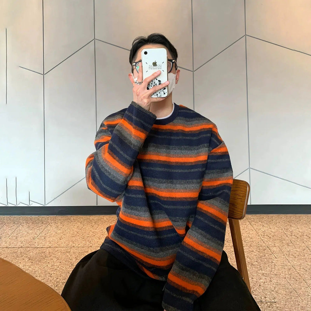 Contrast Color Striped Sweatshirt