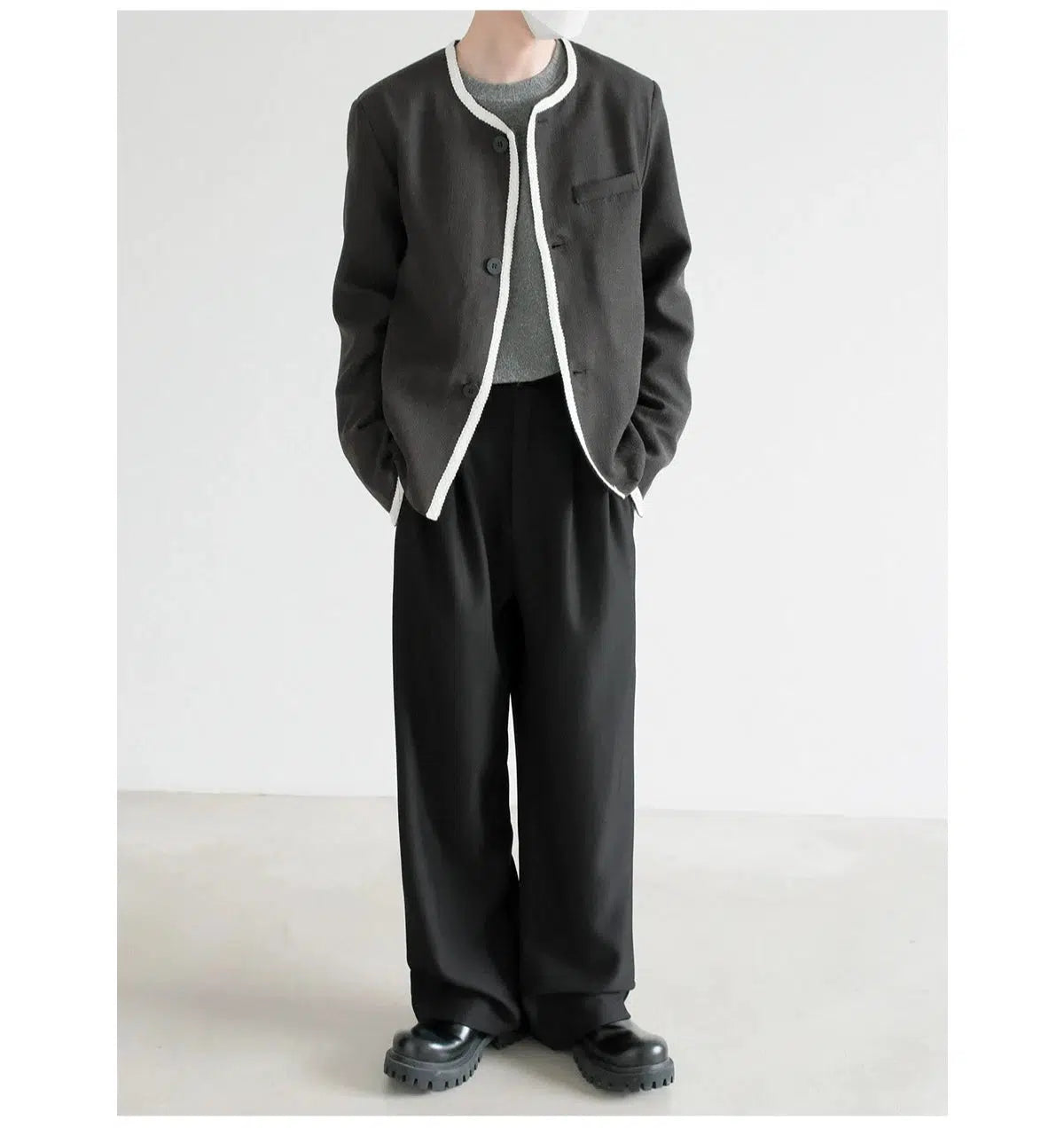 Contrast Detailing Open-Front Jacket