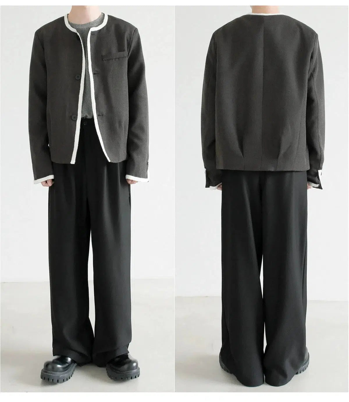 Contrast Detailing Open-Front Jacket