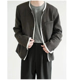 Contrast Detailing Open-Front Jacket