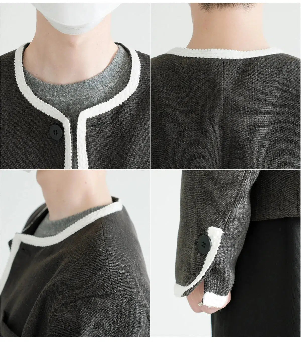 Contrast Detailing Open-Front Jacket