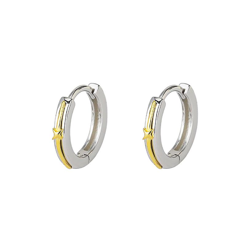 Contrast Star Hoop Earrings