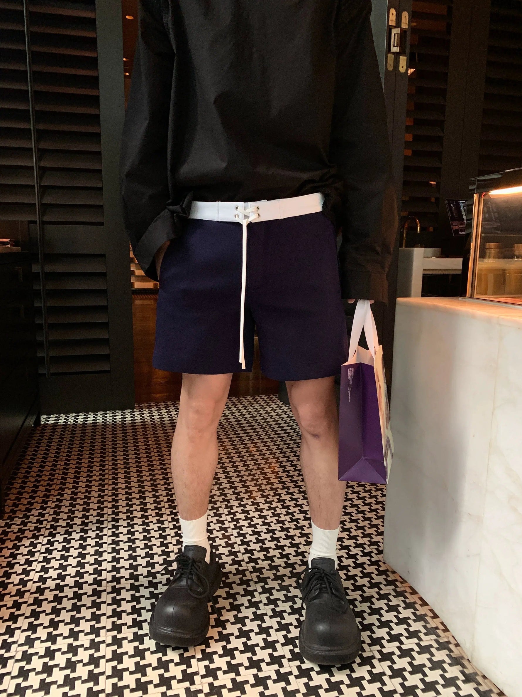 Contrasting Color Bermuda Shorts