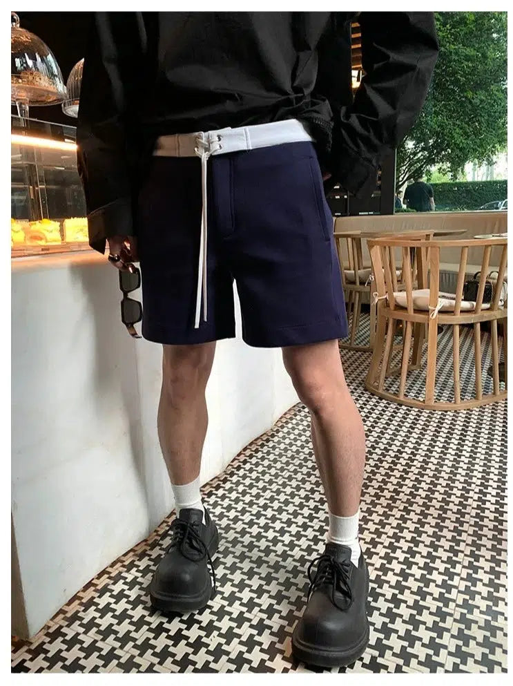 Contrasting Color Bermuda Shorts