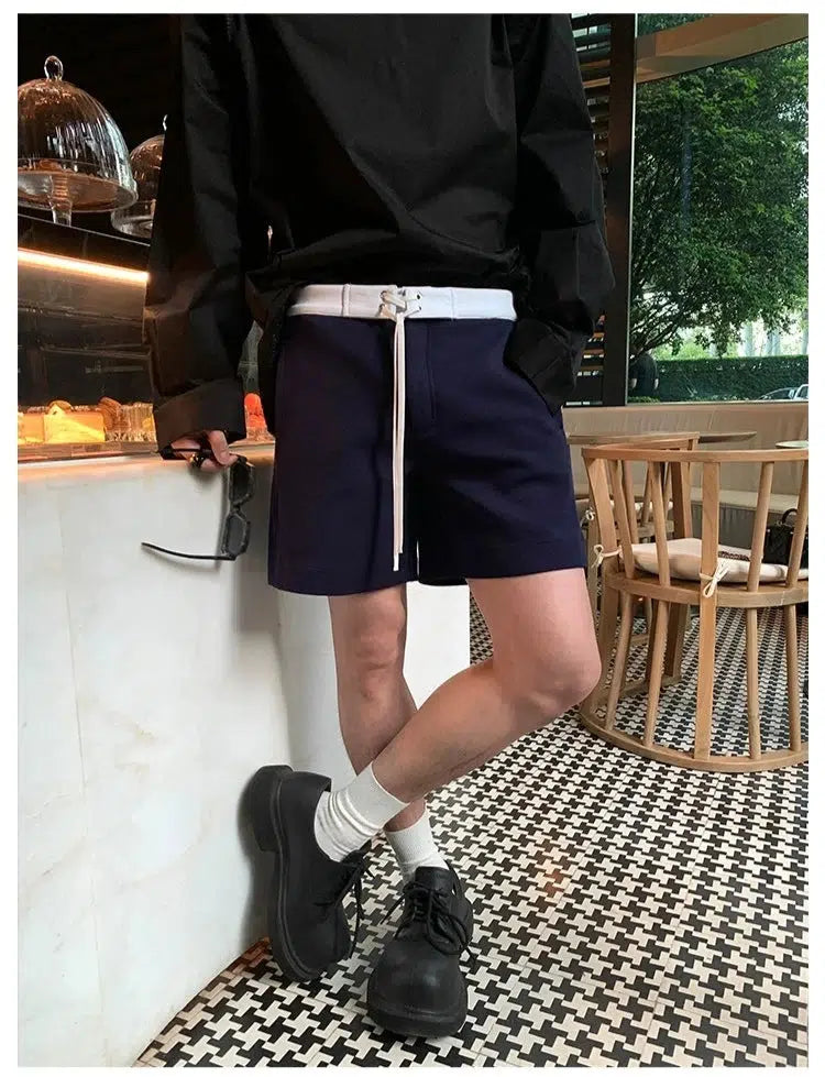 Contrasting Color Bermuda Shorts