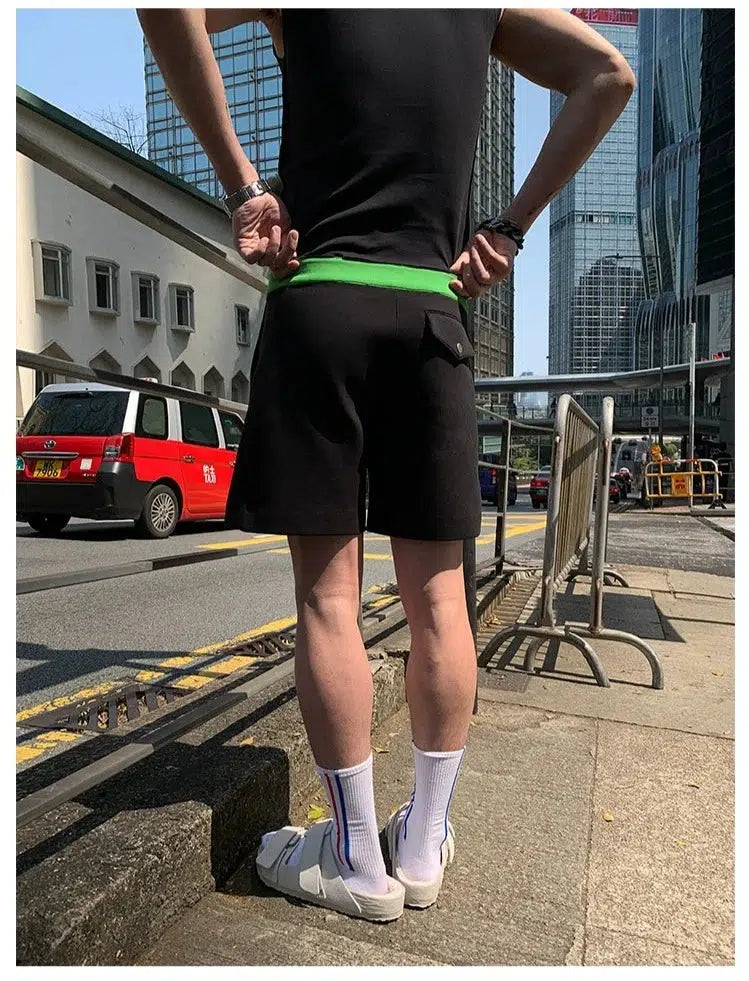 Contrasting Color Bermuda Shorts