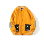 Contrasting Color Cartoon Pocket Baseball Jacket