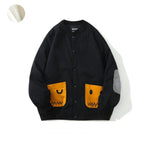 Contrasting Color Cartoon Pocket Baseball Jacket