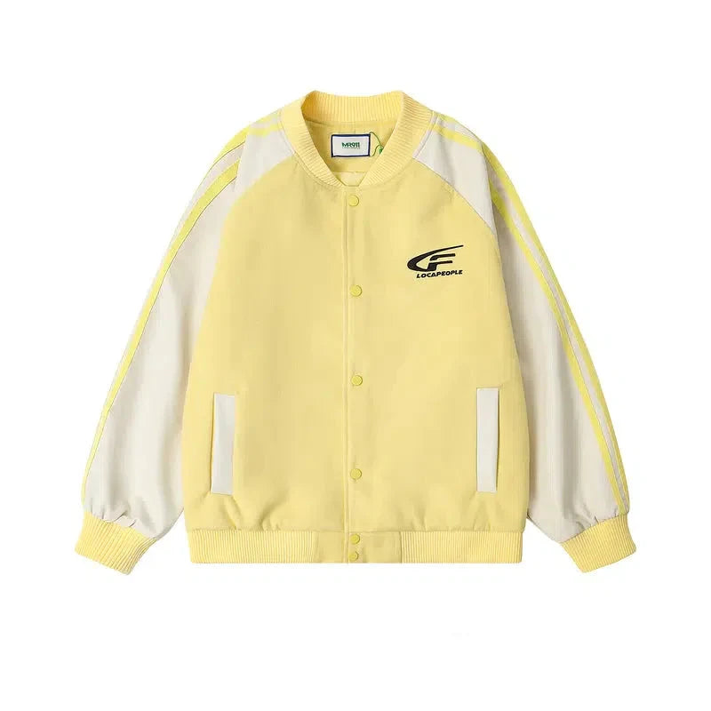 Contrasting Color Stitching Baseball Uni Jacket