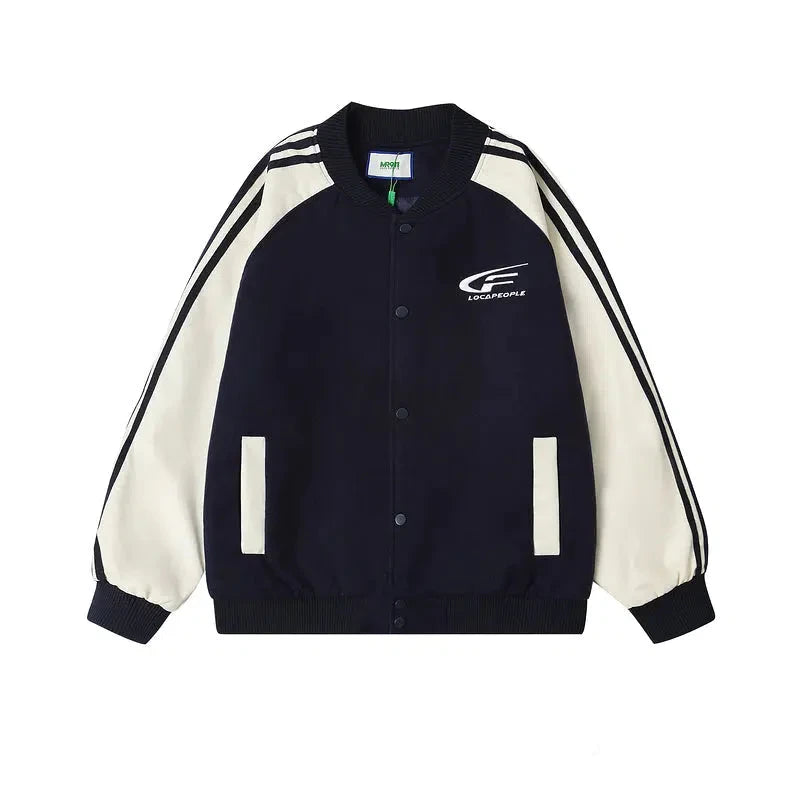 Contrasting Color Stitching Baseball Uni Jacket