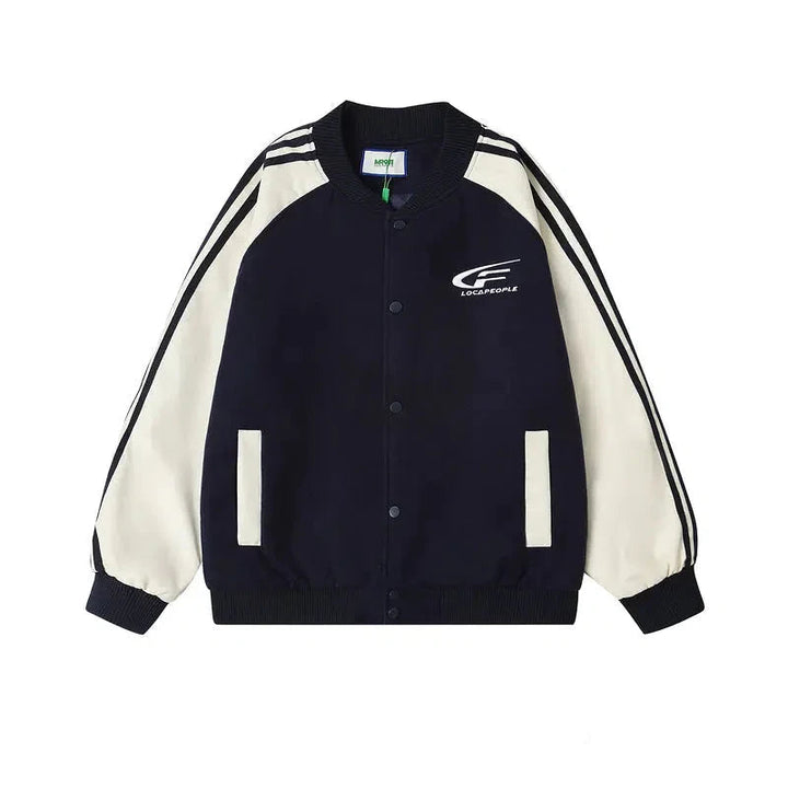 Contrasting Color Stitching Baseball Uni Jacket