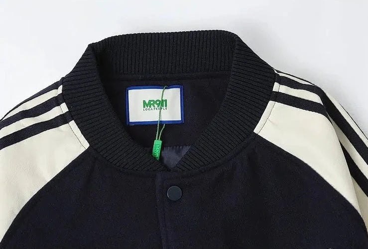 Contrasting Color Stitching Baseball Uni Jacket
