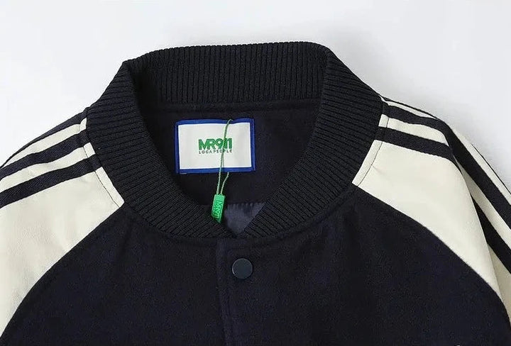 Contrasting Color Stitching Baseball Uni Jacket