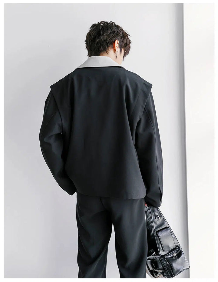 Contrasting Lapel Tailored Blazer