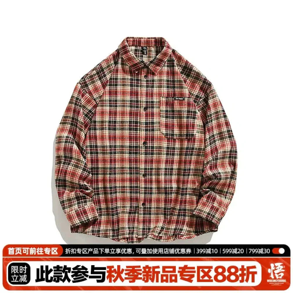 Contrasting Plaid Long-sleeved Shirts