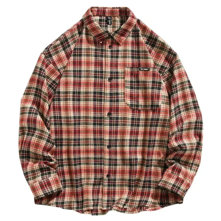 Contrasting Plaid Long-sleeved Shirts