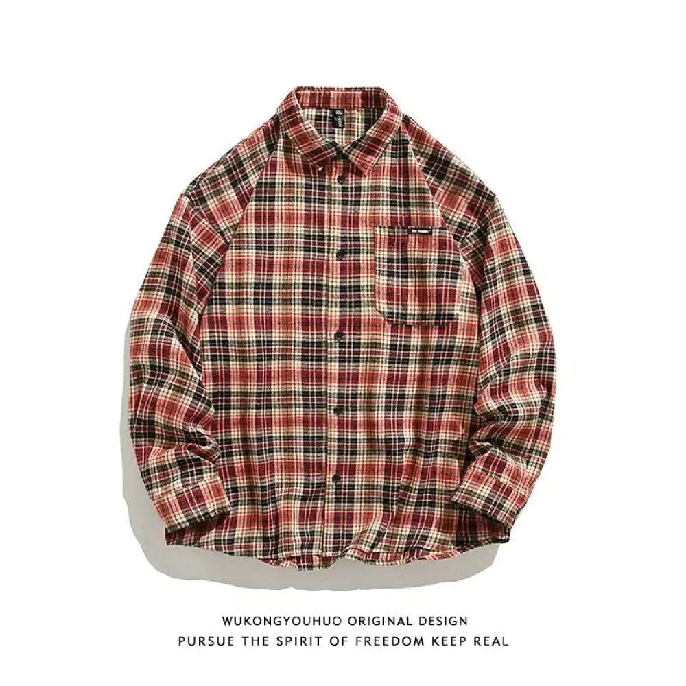 Contrasting Plaid Long-sleeved Shirts