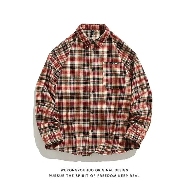 Contrasting Plaid Long-sleeved Shirts