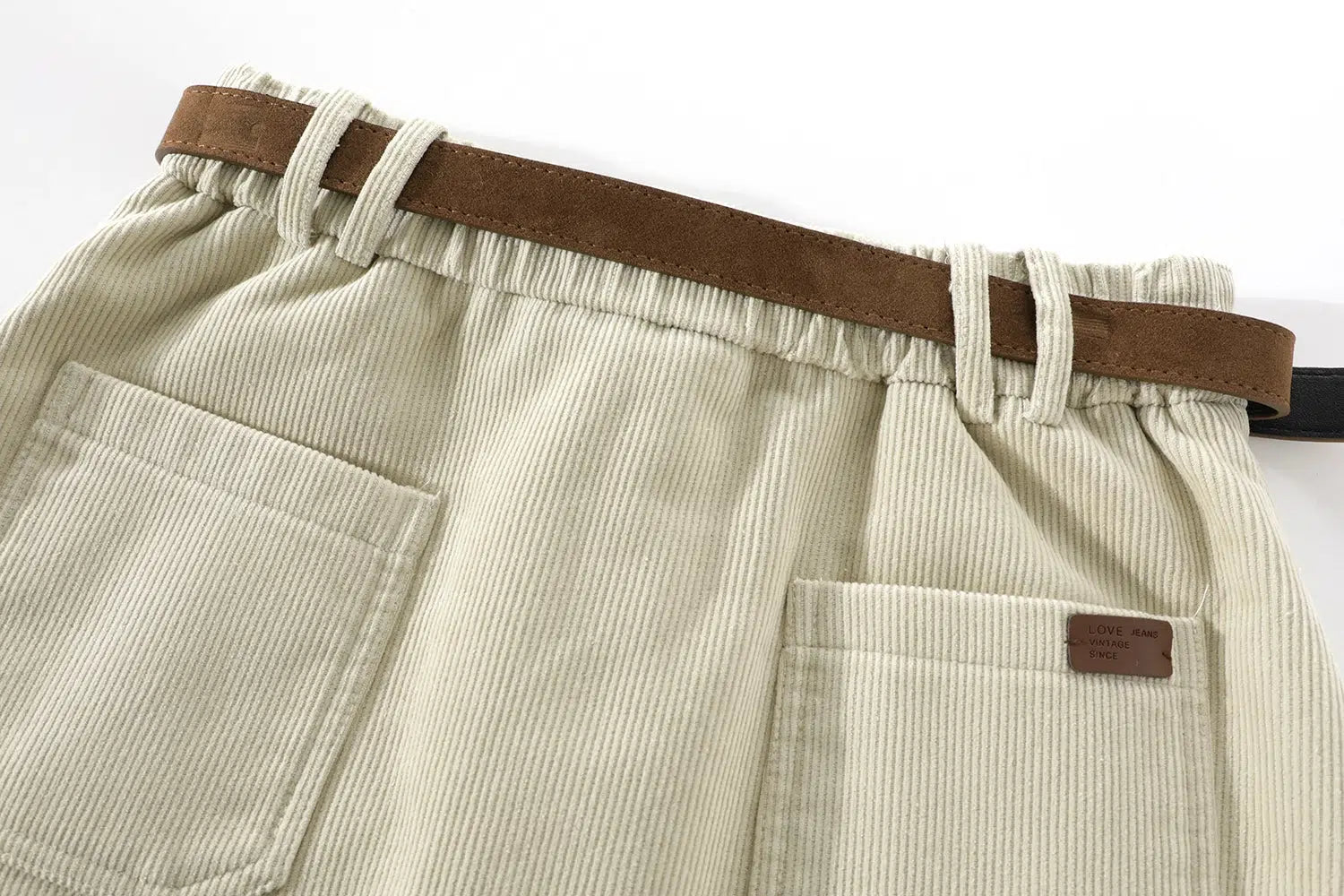 Corduroy A-Line Skirt with Belt