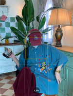 Corduroy Cartoon Embroidered Shirt