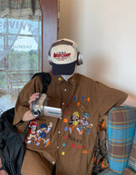 Corduroy Cartoon Embroidered Shirt