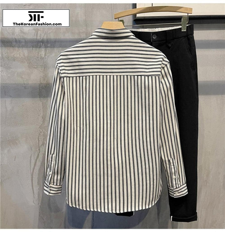 Cotton Stripe Lapel Shirt