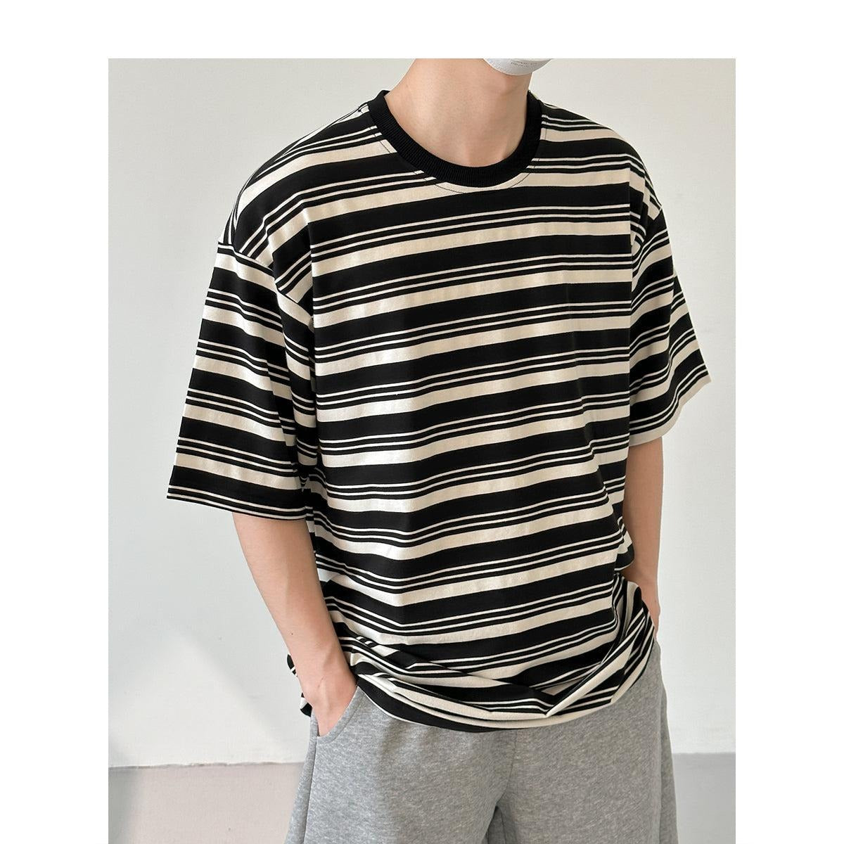 Cotton Striped Breathable T-shirt