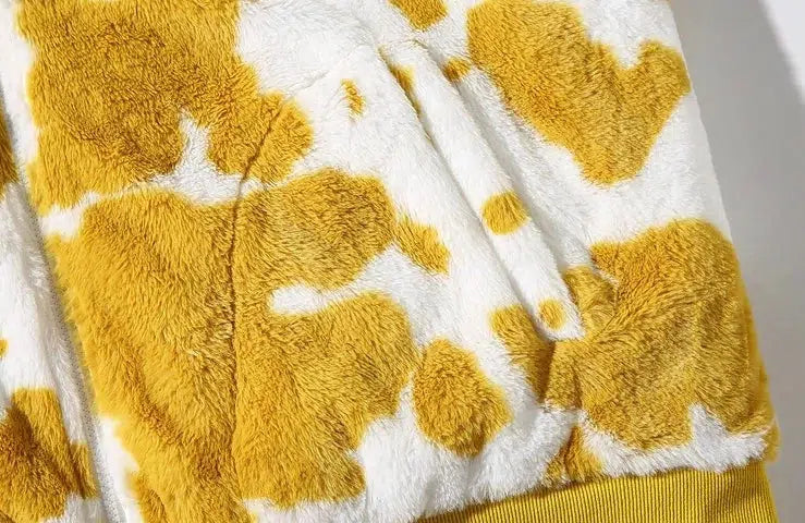 Cow Pattern Velvet Polar Fleece Jacket