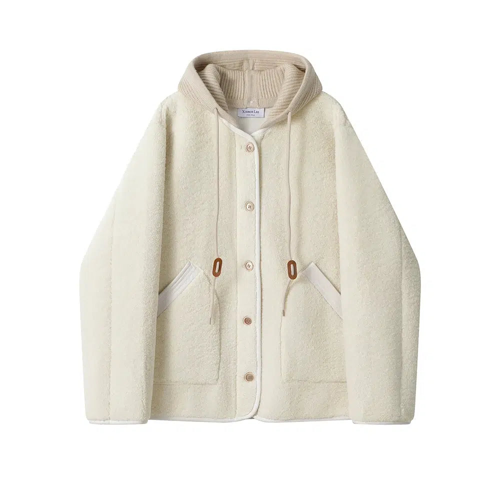 Cozy Hooded Button-Up Coat