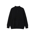 Cozy Knitwear Pullover with Button Collar