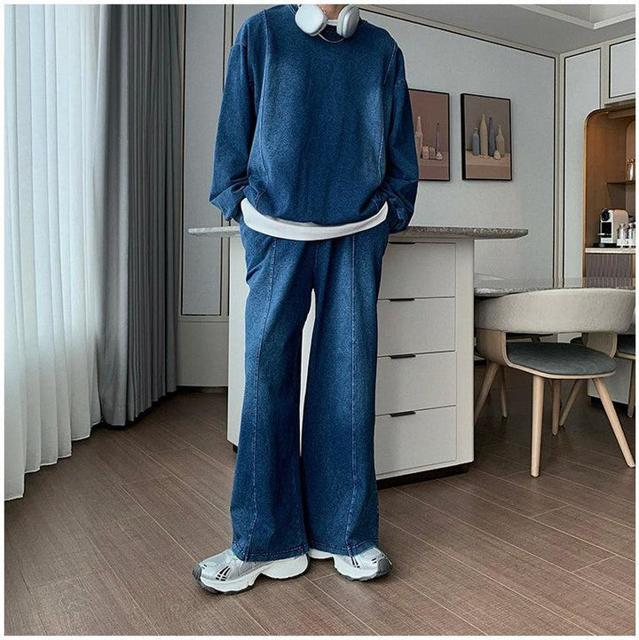 Crew Neck Denim Sweatshirt & Jeans