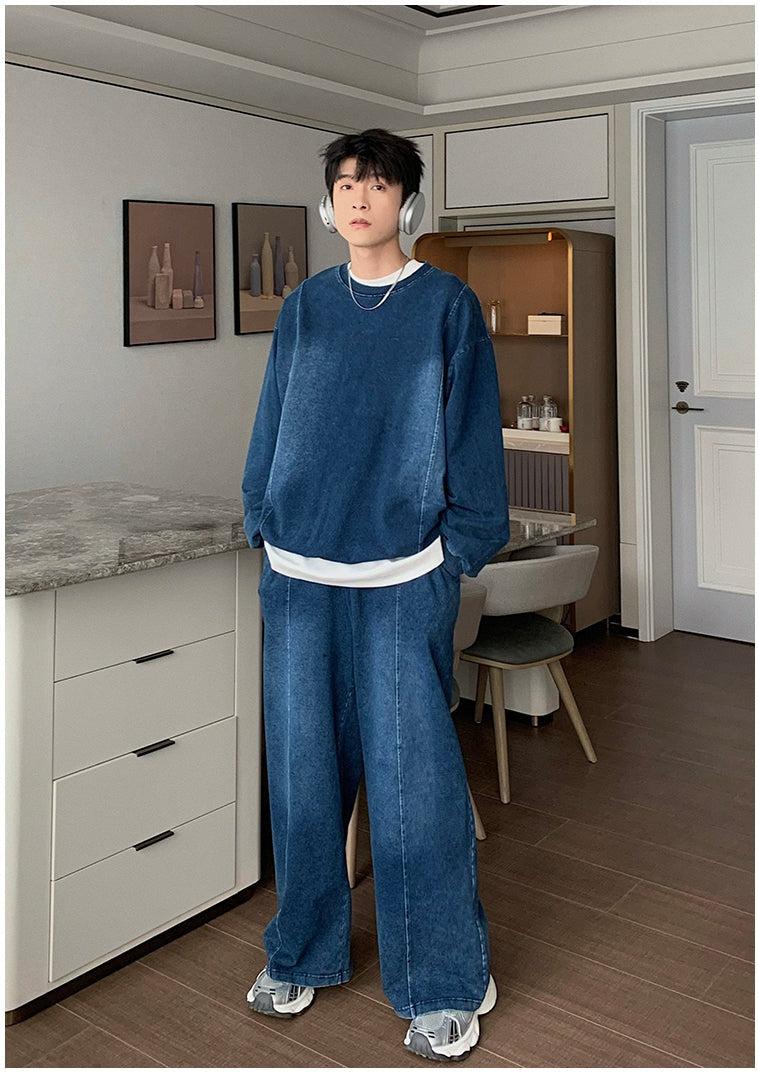 Crew Neck Denim Sweatshirt & Jeans