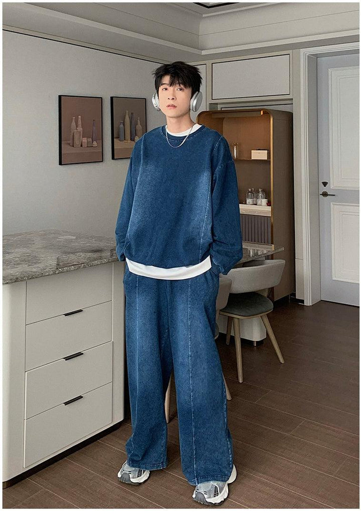 Crew Neck Denim Sweatshirt & Jeans