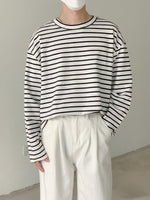 Crew Neck Striped Long Sleeve T-shirt