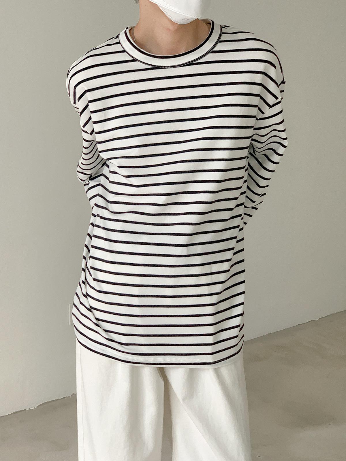 Crew Neck Striped Long Sleeve T-shirt