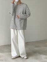 Crew Neck Striped Long Sleeve T-shirt